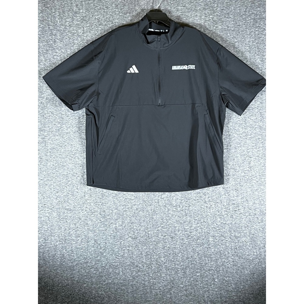 Adidas‎ Arkansas State Red Wolves Mens XL 1/4 Zip Short Sleeve Jacket Black